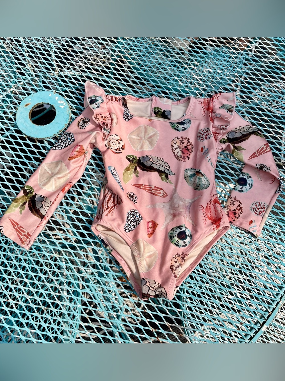 Pink Chicken Pink Sea Life Ruffle-Shoulder One-Piece Swimsuit